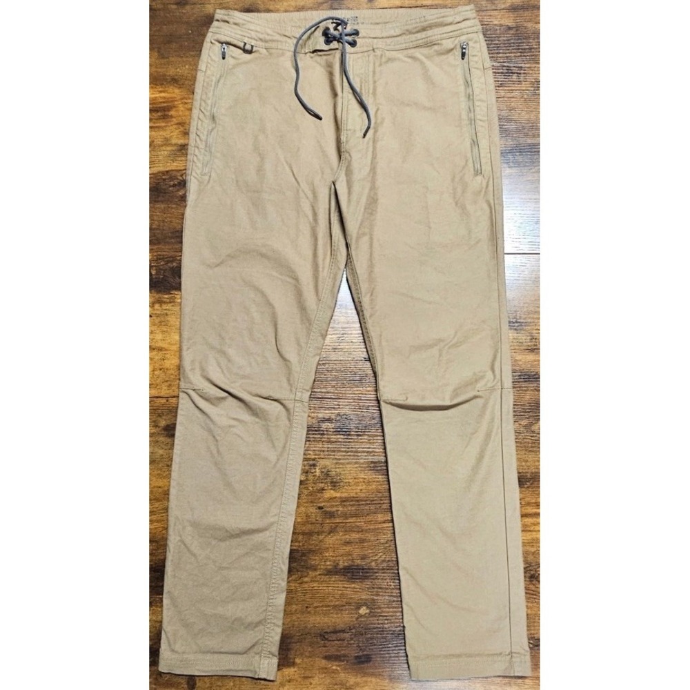 Roark Men's 32x30 Layover 2.0 Beige Slim Straight Travel Drawstring Pants